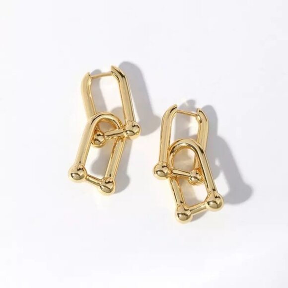 Anthropologie Jewelry - 14K gold filled chain link earrings